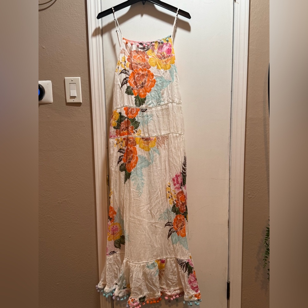 Preowned Farm Rio Pom Pom Havana Floral Dress Size XL